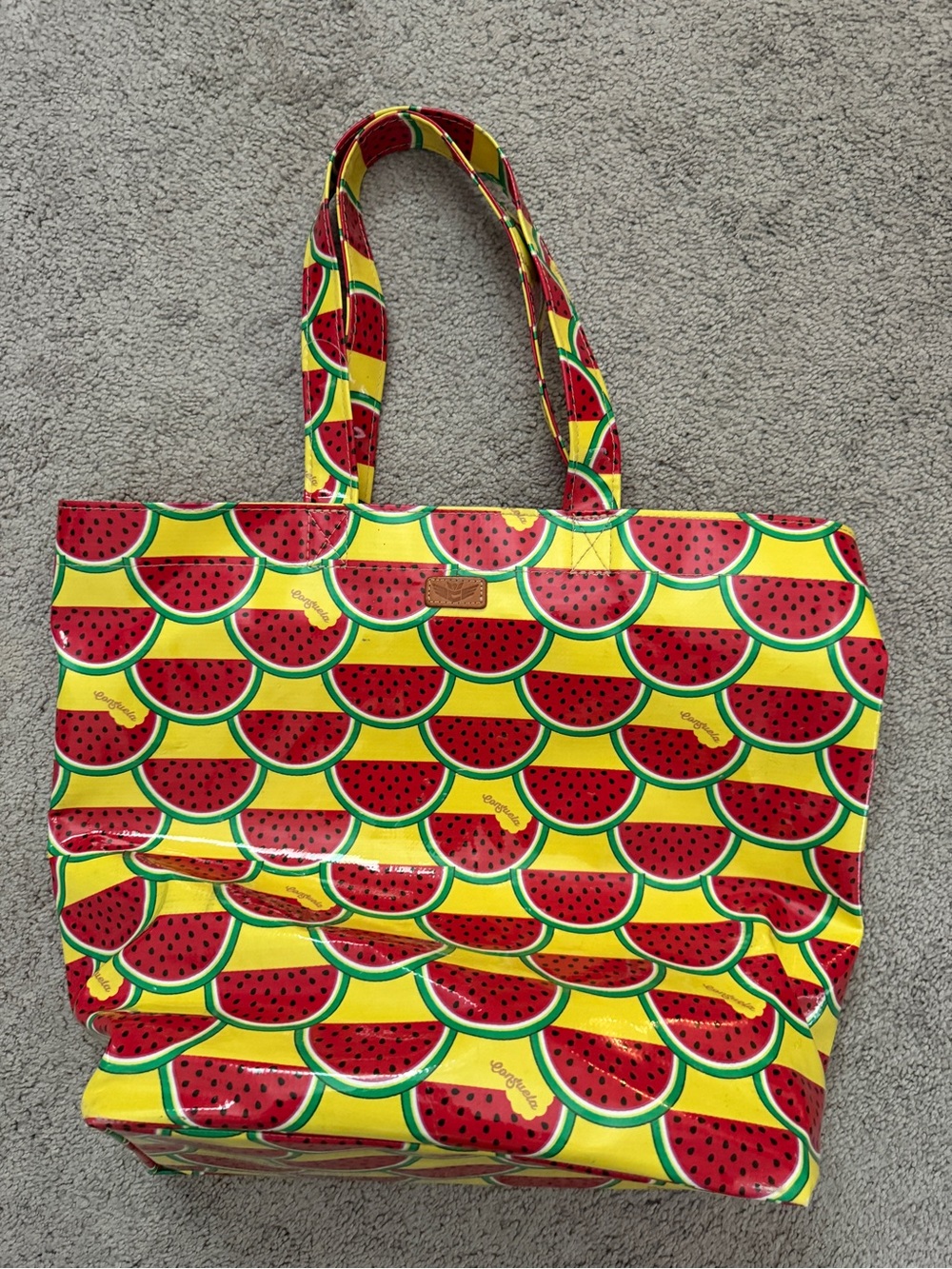 Consuela Yellow Tote with Red Watermelon Print